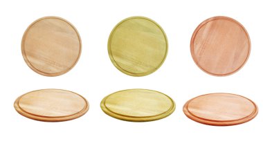 Yuvarlak ahşap tahta beyaz arkaplanda izole