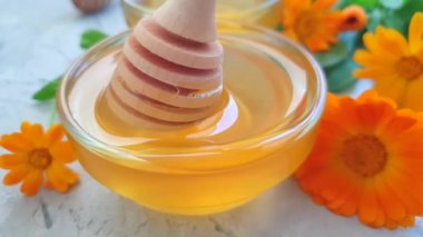 beton arka plan üzerinde taze bal çiçeği calendula