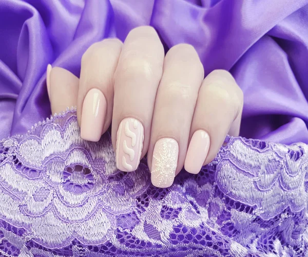 Female Hand Beautiful Manicure Lace — Stock Photo, Image