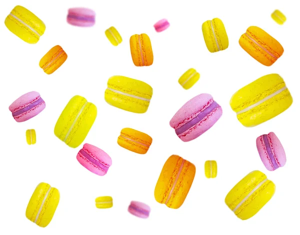 Colored Sweet Macaroon Flies Background — 스톡 사진