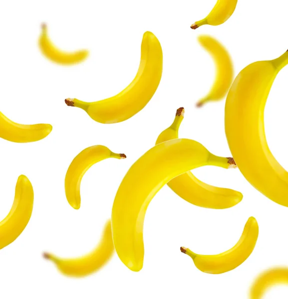 Ripe Banana White Background Pattern — 스톡 사진