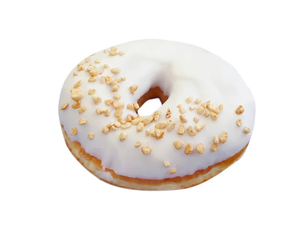 Donut Mit Nüssen Auf Weißem Hintergrund — Stockfoto