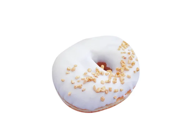 Donut Com Nozes Fundo Branco — Fotografia de Stock