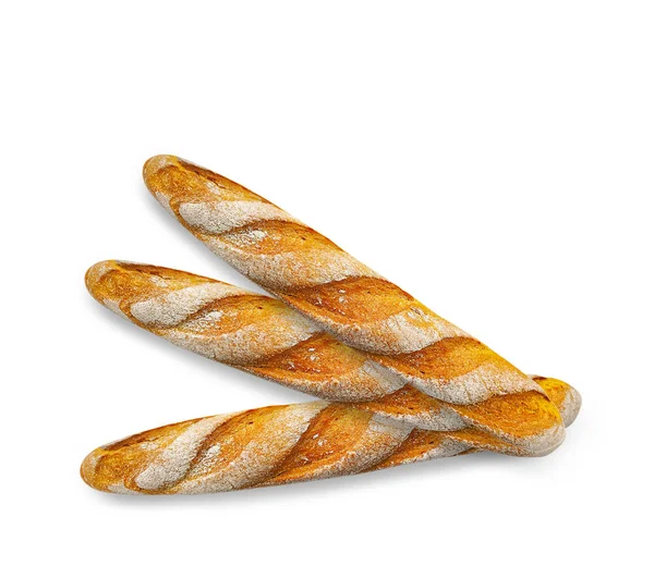 Chleb Bagietkowy Izolowany Białym Tle — Zdjęcie stockowe