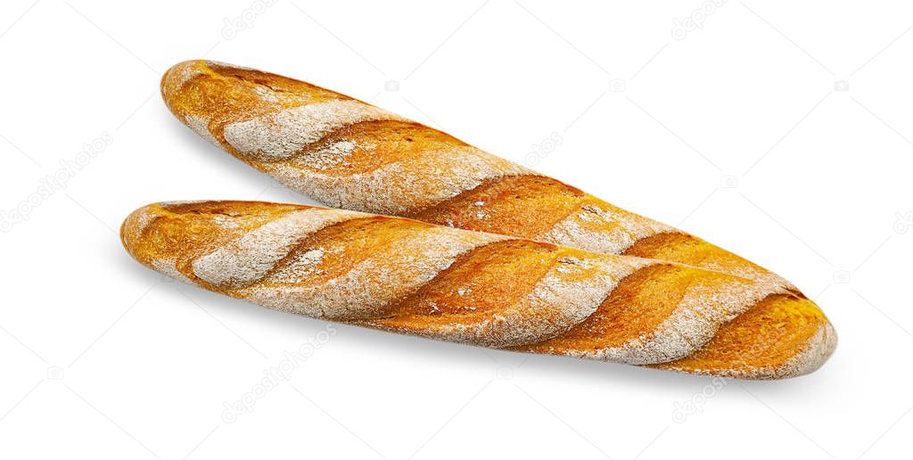 baguette bread isolated on a white background