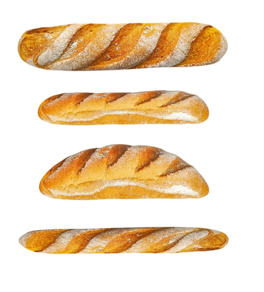 Chleb Bagietkowy Izolowany Białym Tle — Zdjęcie stockowe