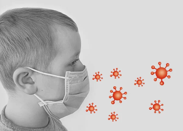 Child Boy Medical Mask — Stock Photo, Image