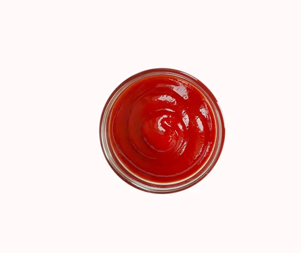 Salsa Pomodoro Vetro Isolato Sfondo Bianco — Foto Stock