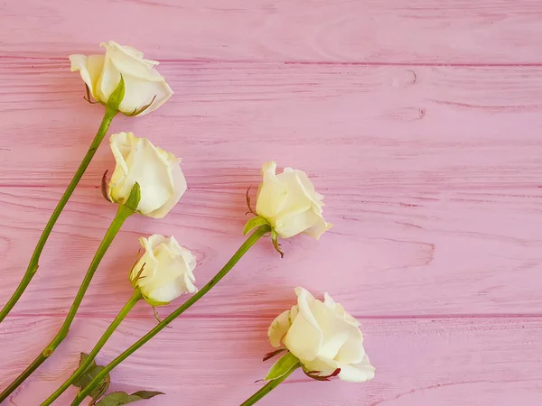 Rosa Fiore Cornice Sfondo Legno — Foto Stock