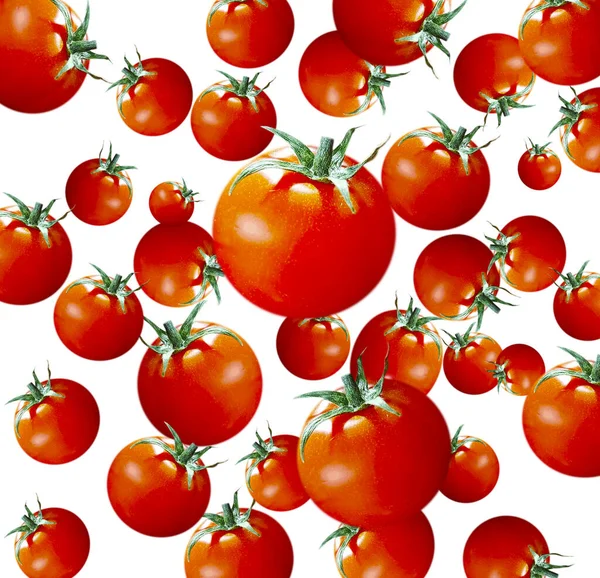 Reife Tomaten Isoliert Auf Weißem Hintergrund Muster — Stockfoto