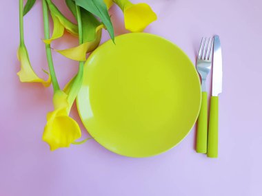 plaka, renkli bir arka planda kalla çiçeği