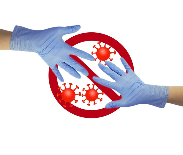 Hand Einem Medizinischen Handschuh Isoliert Auf Weißem Hintergrund Epidemie Coronovirus — Stockfoto