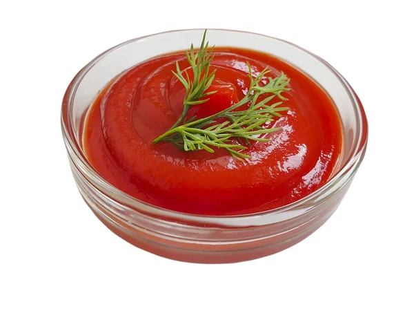 Ketchup Mit Dill Glas Isoliert — Stockfoto