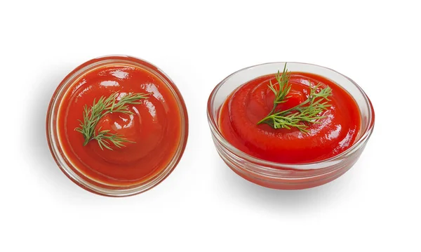 Ketchup Com Endro Vidro Isolado — Fotografia de Stock