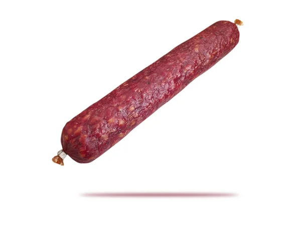 Whole Salami Sausage Isolated White Background — Stock Photo, Image