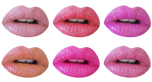 close up of beautiful woman lips isolated with lip gloss