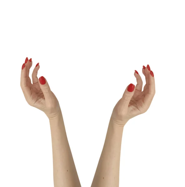 Manicure Dłoni Żeńskiej Izolowany Białym Tle — Zdjęcie stockowe