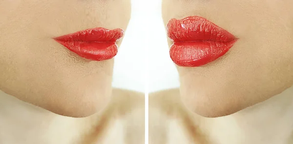 Closeup Woman Beautiful Painted Lips — Stock Photo, Image