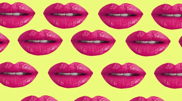 Beautiful Female Lips Pattern Background — Stock Photo, Image