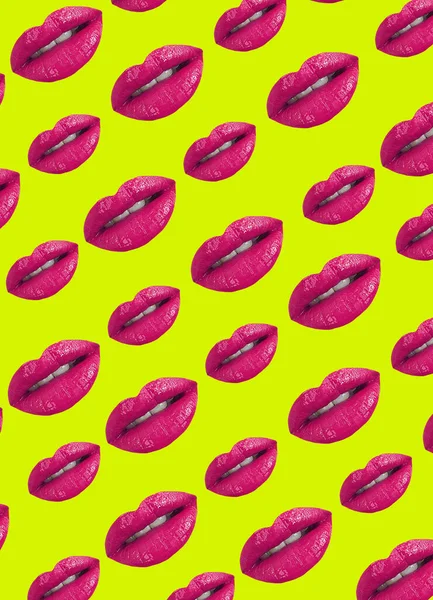 Mooie Vrouwelijke Lippen Patroon Achtergrond — Stockfoto