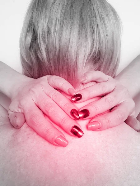 Woman Neck Shoulder Pain — Stock Photo, Image