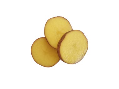 Beyaz arka planda çiğ patates.