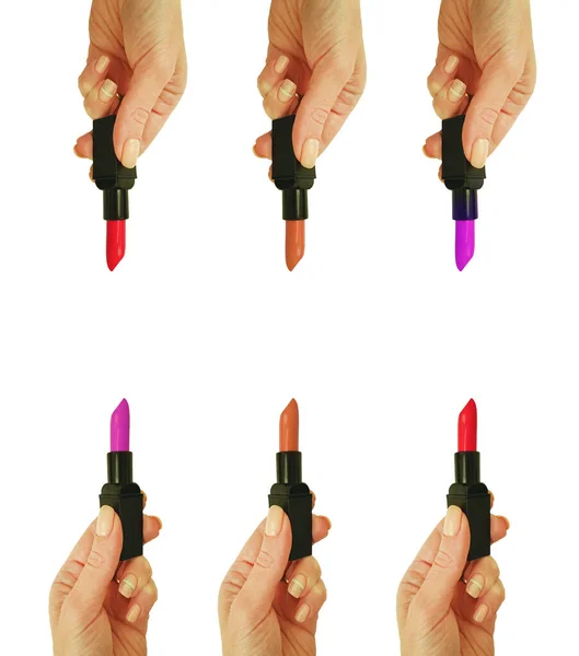Hand Holds Lipstick Isolated White Background — Stock Photo, Image