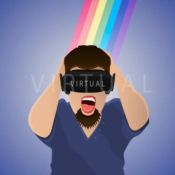 В очках виртуальной реальности . — стоковый вектор
