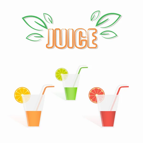 Flat illustration of glass of natural fresh juice. — Stock Vector