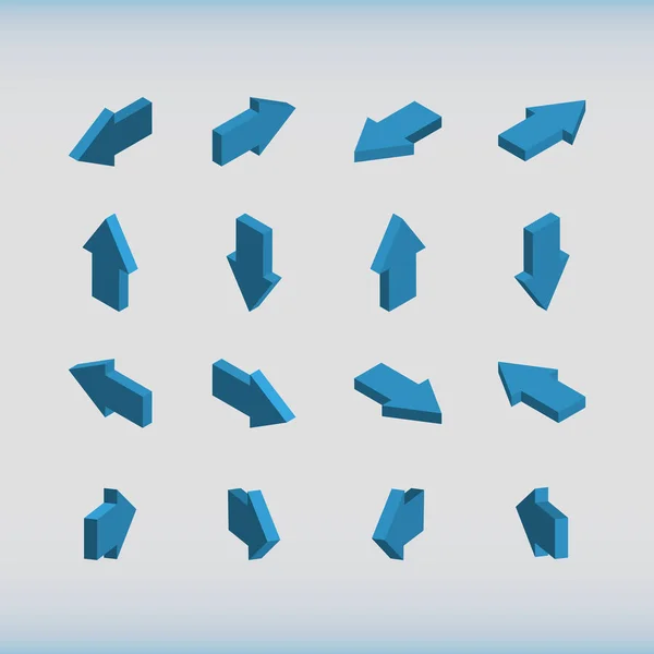 Conjunto de flechas isométricas azul . — Vector de stock