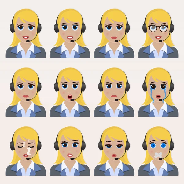 Conjunto de emoticonos operador lindo . — Archivo Imágenes Vectoriales