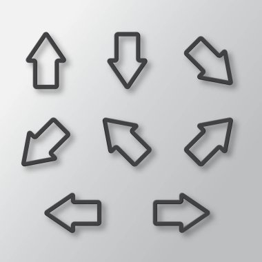 Siyah gölge oklarla kümesi.