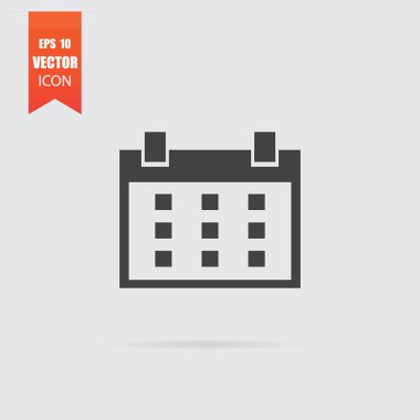 Gri arka plan üzerinde izole düz stil takvim simgesini.