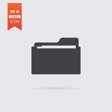 Klasör simgesini düz tarzı gri arka plan üzerinde izole.