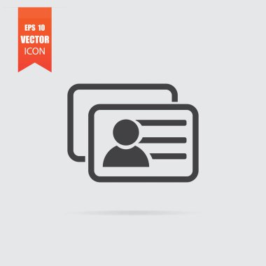 Düz stil gri arka plan üzerinde izole simgesinde kartvizit.