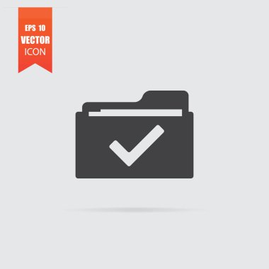 Seçili klasör simgesinde düz stil gri arka plan üzerinde izole.