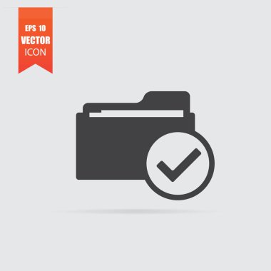 Seçili klasör simgesinde düz stil gri arka plan üzerinde izole.