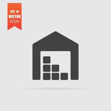 Düz stil gri arka plan üzerinde izole depolama simgesini.