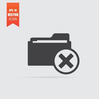 Klasör simgesi gri arka plan üzerinde izole düz stilde silmek.