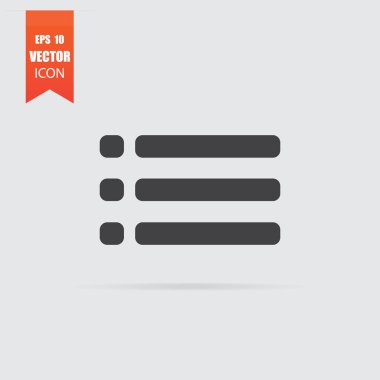 Gri arka plan üzerinde izole düz stil menü simgesi.