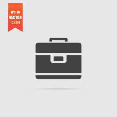 Evrak Çantası'nı kutsal kişilerin resmi içinde düz stil gri arka plan üzerinde izole.