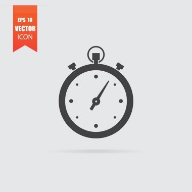 Düz stil gri arka plan üzerinde izole kronometre simgesi.