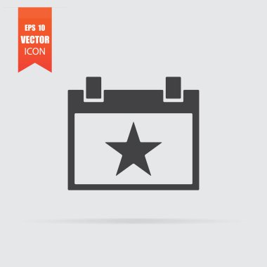 Düz stil üzerinde gri adam izole içinde yıldız simgesi ile takvim