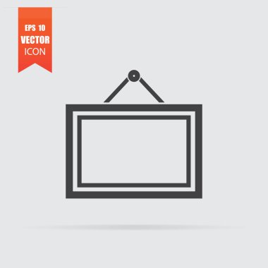 Resim Çerçevesi simgesi düz tarzı gri arka plan üzerinde izole.