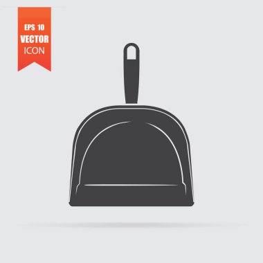 Düz stil gri arka plan üzerinde izole simgesinde Kepçe.