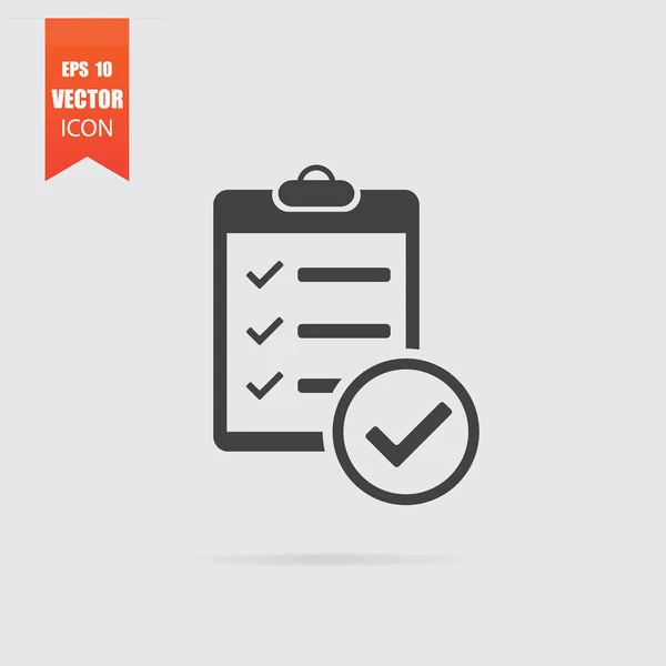 Check list icon in flat style isolated on grey background. — Stock Vector