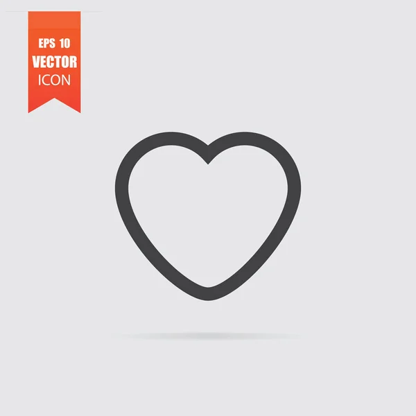 Herz-Ikone in flachem Stil isoliert auf grauem Hintergrund. — Stockvektor