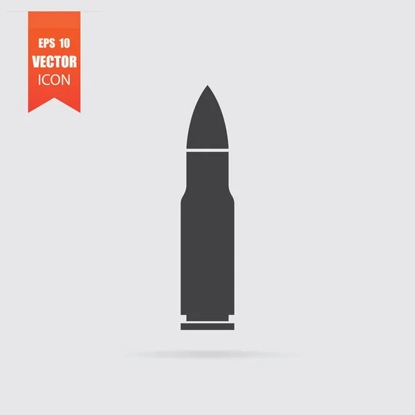 Icono de bala en estilo plano aislado sobre fondo gris . — Vector de stock