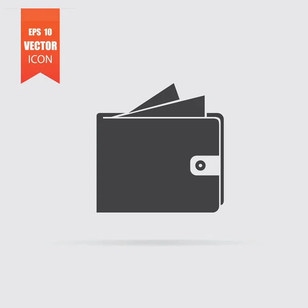 Plånbok-ikonen i platt stil isolerad på grå bakgrund. — Stock vektor