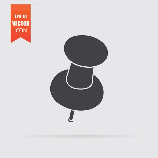 Icône Pushpin dans un style plat isolé sur fond gris . — Image vectorielle